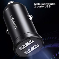 USAMS Auto lādētājs 2xUSB 2,4A Mini melns CC114TC01 (US-CC114)