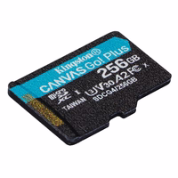 Kingston Atmiņas karte 256GB microSDXC Canvas Go Plus Gen4 200MB/s A2 U3 V30 + adapteris