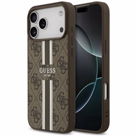 GUESS viedtālruņa apvalks IPHONE 17 Pro Max, saderīgs ar MagSafe GUHMP17XP4RPSW (4G Printed Stripes), brūns