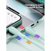 USB Kabelis Essager "Rainbow" Zaļš "Type-C" 200cm (up to 100W)