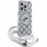Karl Lagerfeld IML Crossbody Monogramma Karl & Choupette Head Magnētiskais viedtālruņa apvalks iPhone 15 Pro Max - caurspīdīgs