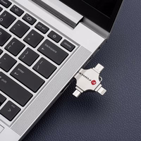 FORCELL F-DATA USB zibatmiņa Metal Quad 128GB USB3.2 Gen 1 (USB A / Type C / Lightning / Micro USB) sudraba