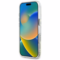 Guess IML Metal Colored Circle Classic Logo Magnētiskais viedtālruņa apvalks iPhone 16 Pro - balts