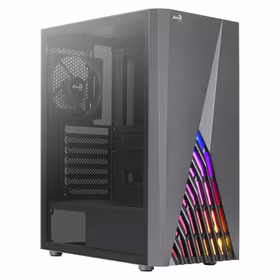 Aerocool DELTABKV1 ATX PC Case RGB Front Full Side Window 12cm Fan melns