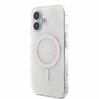Guess IML 4G fons Magnētiskais viedtālruņa apvalks iPhone 16 - balts