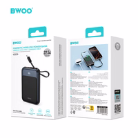 BWOO PD 20W 10000 mAh Portatīvais lādētājs With Usb-c Kabelis and Ekrāns P80 zelta