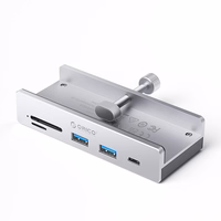Orico MH5PC USB-C / 2x USB-A 3.2 + 1x USB-C 3.2 + 1x SD&TF - sudraba krāsā