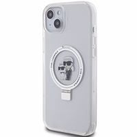 Karl Lagerfeld KLHMP15MHMRSKCH iPhone 15 Plus / 14 Plus 6.7" balts/balts cietais apvalks Gredzena statīvs Karl&Choupette MagSafe