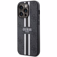 Guess GUHMP14LP4RPSK iPhone 14 Pro 6.1" melns/melns cietais apvalks 4G Printed Stripes MagSafe