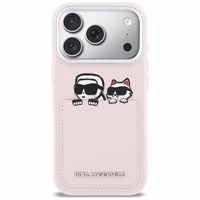 Karl Lagerfeld Karl & Choupette Print & Pocket Case priekš iPhone 17 Pro Max - Rozā krāsā