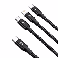 Baseus kabelis 3in1 Rapid PD USB-C - micro USB + Lightning + USB-C 1,5m melns 20W