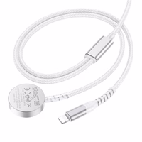 Bezvadu lādētājs Hoco 2in1 USB C uz Apple Watch + Lightning kabelis PD QC 3A 1,2 m CW54 balts