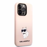 Karl Lagerfeld Silicone Choupette viedtālruņa apvalks iPhone 14 Pro Max - rozā
