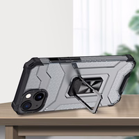 Caurspīdīgs gredzena statīva viedtālruņa apvalks, izturīgs un triecienizturīgs, iPhone 12 mini, melns