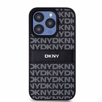 DKNY Ādas apvalks ar vienu šuvju un metāla logotipu iPhone 15 Pro Max - melns (m)