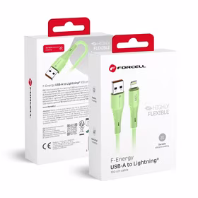 FORCELL F-ENERGY C343 kabelis USB A uz Lightning 2,4A 12W Silicone 1 m zaļš