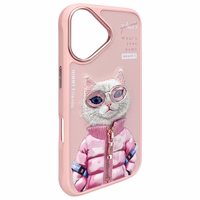 Nimmy Cool&Cute 2.0 Kaķa viedtālruņa apvalks iPhone 16 - rozā