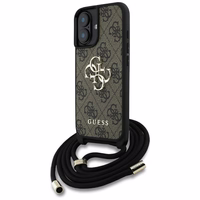 Guess 4G Big Logo Cord Stap viedtālruņa apvalks iPhone 16 - brūns
