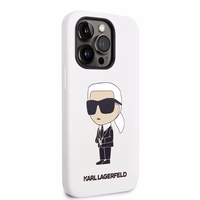 Karl Lagerfeld KLHCP14LSNIKBCH iPhone 14 Pro 6.1" cietais viedtālruņa apvalks balts/balts Silikona Ikonik