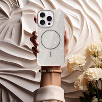 Magnētiskais plānais spīdīgais apvalks iPhone 16 Pro Max sudraba krāsā