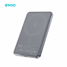 BWOO Ultra Slim Portatīvais lādētājs 5000mAh with magnetic charging P79 pelēks