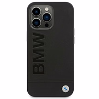 Viedtālruņa apvalks BMW BMHCP14XSLLBK iPhone 14 Pro Max 6.7 "melns / melna Ādas Zīmogs