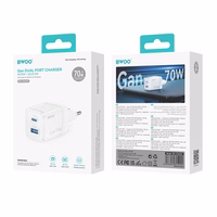 BWOO GaN wall lādētājs CDA224 QC 70W 1 x USB 1 x USB-C, balts