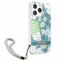 Guess GUHCP13LHFLSN iPhone 13 Pro / 13 6.1" zaļš/zaļš cietais apvalks Ziedu Siksniņa