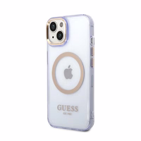 Guess GUHMP14SHTCMU iPhone 14 6.1" violeta/violeta cietais apvalks Zelta kontūra Caurspīdīgs Magnētiskais