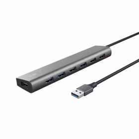 Trust Halyx Type-A 5000 Mbit/s 7 portu USB 3.2 Gen1 centrmezgls sudraba