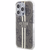 Guess IML 4G Gold Stripe apvalks iPhone 15 Pro Max - brūns