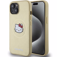 Hello Kitty ādas Kitty Head magnētiskais viedtālruņa apvalks iPhone 14 - zelta