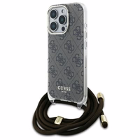 Guess Crossbody Cord 4G Drukāts viedtālruņa apvalks iPhone 16 Pro - brūns