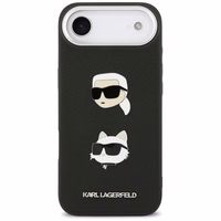 KARL LAGERFELD viedtālruņa apvalks IPHONE 17 Air, ar magnētisko MagSafe, (KLHCP17MPSFDHPOK, FW Grained PU W/ K&C Heads Pins & Logo) melns