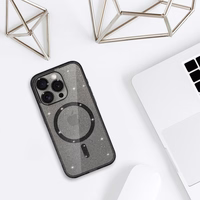 Glitter MagSafe apvalks iPhone 11 melns caurspīdīgs