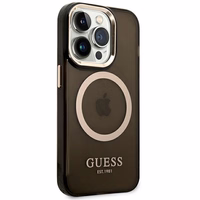 Guess GUHMP14XHTCMK iPhone 14 Pro Max 6.7" melns/melns cietais apvalks Zelta kontūra Daļēji caurspīdīgs Magnētiskais