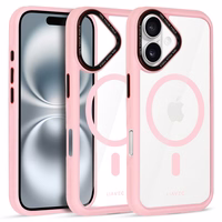 Liavec Hybrid Magsaks Skaidrs viedtālruņa apvalks Iphone 16 gaiši rozā