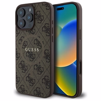 Guess 4G gredzena klasiskā logotipa magnētiskais viedtālruņa apvalks iPhone 16 Pro Max - brūns