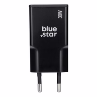 Ceļojumu lādētājs Blue Star Slim GaN 2x Type C PD QC4.0 3A 30W melns