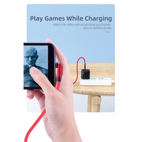 USB Kabelis Essager "Universal" (180' corner) Sarkans "Type-C" 200cm (up to 3A)