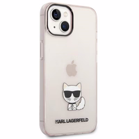 Karl Lagerfeld Caurspīdīgs Choupette Viedtālruņa apvalks iPhone 14 Plus / 15 Plus 6.7" - rozā
