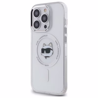 Karl Lagerfeld IML Metāla Choupette galva MagSafe apvalks iPhone 14 Pro - balts