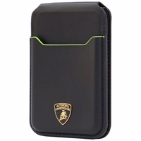 Magnētisks maks Lamborghini D1 Genuine Leather MagSafe statīvs tālrunim zaļš
