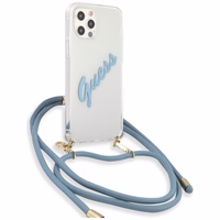 Guess GUHCP12LCRTVSBL iPhone 12 Pro Max 6.7" zils/zils cietais apvalks Script Vintage