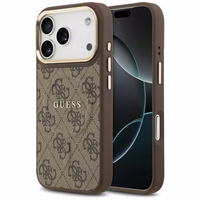 Guess 4G PU Classic Logo Magnētiskais viedtālruņa apvalks iPhone 17 Pro - brūns