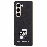 Karl Lagerfeld Saffiano Karl&Choupette Pin viedtālruņa apvalks Samsung Galaxy Z Fold 5 - melns