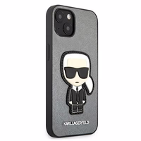 KARL LAGERFELD KLHCP13SOKPG IPHONE 13 MINI 5.4 "sudraba/sudraba maciņš SAFFIANO IKONIK KARL`S PATCH