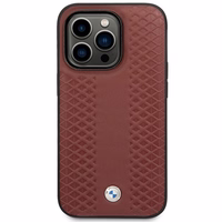 Viedtālruņa apvalks BMW BMHMP14L22RFGR iPhone 14 Pro 6.1" bordo/bordo ādas dimanta raksts MagSafe