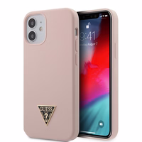 Guess GUHCP12SLSTMLP iPhone 12 mini 5.4" gaiši rozā/gaiši rozā cietais apvalks Silikona trīsstūra logotips