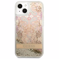 Guess GUHCP13SLFLSD iPhone 13 mini 5.4" zelta cietais apvalks paisley šķidrs spīdums